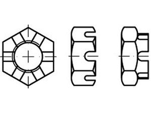 Ecrou hexagonal à créneaux forme basse DIN 937 