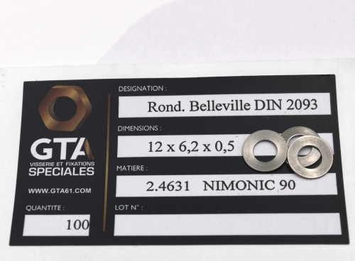 Rondelle belleville Din 2093 Nimonic 90 2.4631 -GTA