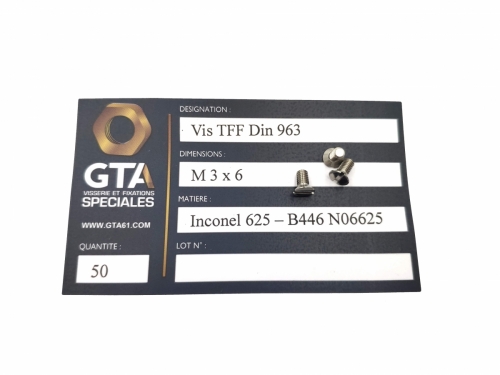 Vis TFF Din 963 Inconel 625 -GTA